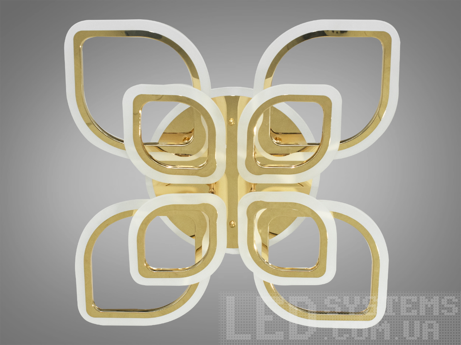 Стельова LED люстра для зали з підсвічуванням, з пультом, з димером підходить на площу приміщення приблизно 17кв.м.
Світлодіодна люстра має кілька режимів: холодний 6000К, нейтральний 4100К, теплий 3200К, кольорове підсвічування, суміщений режим &ndash; будь-яке основне світло плюс будь-який колір світлодіодного підсвічування. Регулювати яскравість люстри від 5 до 100% за допомогою пульта, що входить до комплекту.
Люстра світить яскраво, але не сліпить за рахунок матеріалу &ndash; акрилу, до того ж цей матеріал дуже міцний &ndash; його важко зашкодити. Застосовується для невеликого залу, вітальні, кухні, спальні, їдальні, дитячої, тому що відсутні елементи, що б'ються. Кріпиться до підвісних, натяжних, звичайних стель.