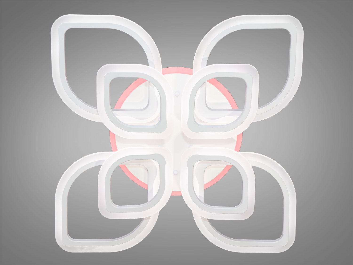 LED-люстра в дитячу з димером, з пультом, з LED підсвічуванням підходить на площу приміщення приблизно 17 кв.м. Застосовується також для зали, вітальні, кухні, спальні, їдальні, дитячої, оскільки відсутні елементи, що б'ються. Люстра світить яскраво, але не сліпить за рахунок матеріалу &ndash; акрилу, до того ж цей матеріал дуже міцний &ndash; його важко зашкодити.
Світлодіодна люстра має кілька режимів: холодний 6000К, нейтральний 4100К, теплий 3200К, кольорове підсвічування, суміщений режим &ndash; будь-яке основне світло плюс будь-який колір світлодіодного підсвічування. Регулювання яскравості люстри від 5 до 100% відбувається за допомогою пульта дистанційного керування, що входить до комплекту.
Універсальне кріплення на монтажну планку підходить для підвісних, натяжних та звичайних стель.