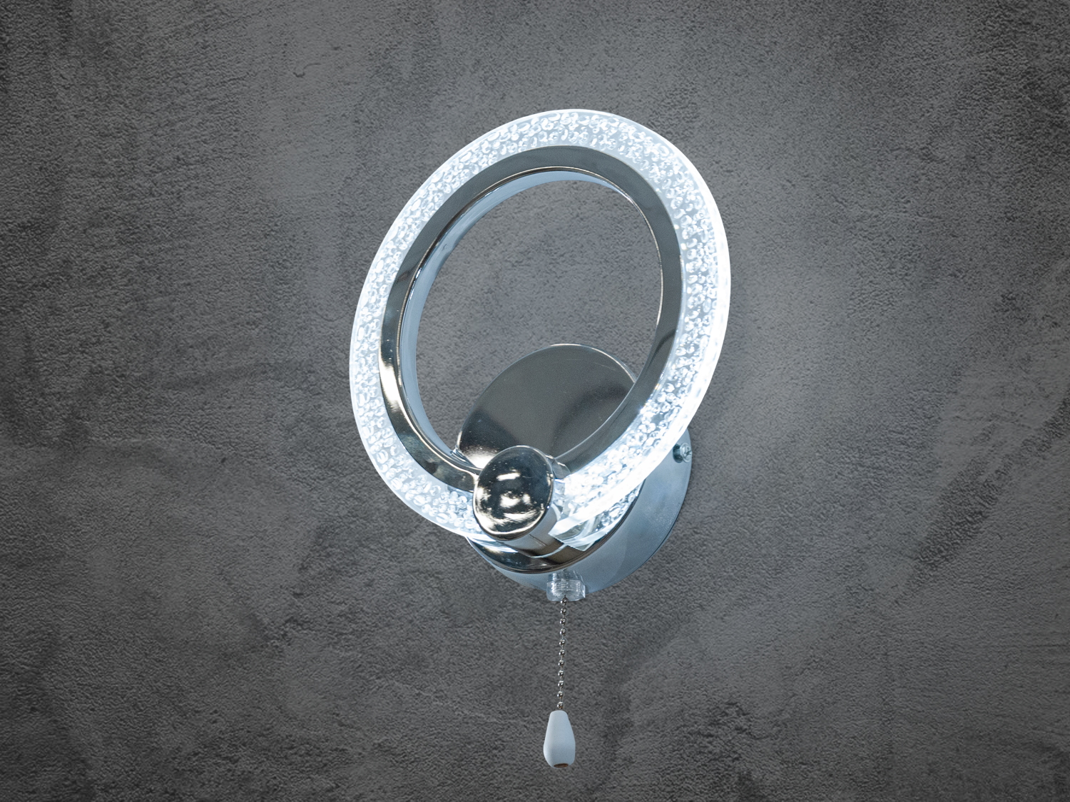 Настінний акриловий світильник-бра хромового кольору кріпиться над ліжком потужністю 11W виконаний в сучасному стилі, в стилі &laquo;хай-тек&raquo; з плафоном круглої форми для читання і освітлення.&nbsp;За допомогою вимикача є можливість зміни температури світла: холодний 6400К, нейтральний 4500К, теплий 2700К, а також включення-виключення як з настінного вимикача, так і шнурком на самому бра.&nbsp;Настінний світильник не сліпить за рахунок маторіала акрилу, до того ж дуже прочен- його важко пошкодити. Кріпиться до стіни, до гіпсокартону або до інших настінних поверхонь.