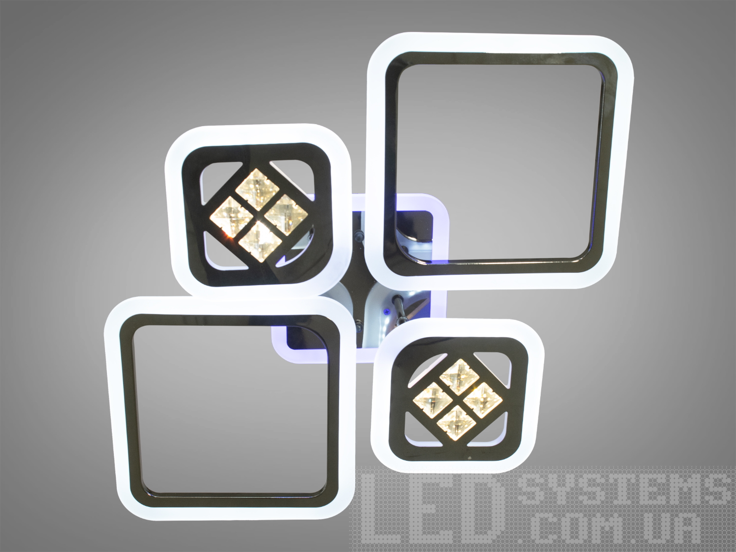 LED-люстра для кухні з LED підсвічуванням, з пультом, з димером підходить на площу приміщення приблизно 10кв.м. Застосовується для зали, вітальні, спальні, кухні, коридору, дитячої, оскільки відсутні скляні елементи.
Світлодіодна люстра має кілька режимів: холодний 6000К, нейтральний 4100К, теплий 3200К, включення-вимикання, кольорове підсвічування, змішаний режим. Люстра має електронний димер, що дозволяє регулювати яскравість люстри від 5% до 100% за допомогою пульта, що входить до комплекту.
Кріпиться до стелі будь-якого типу універсальним кріпленням на монтажну планку.