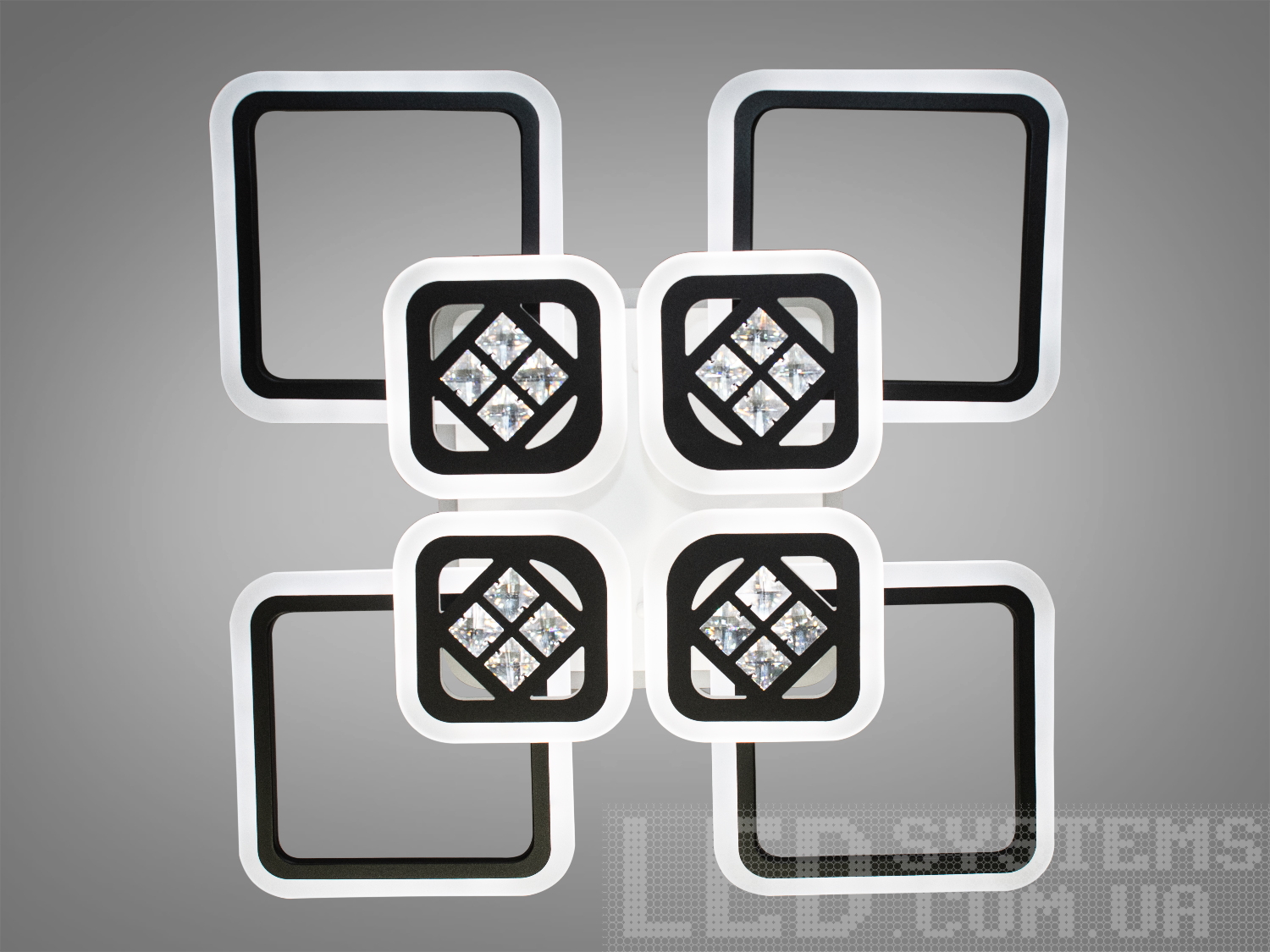 Незвичайна LED люстра у вітальню з пультом, диммером, з підсвічуванням підходить на площу приміщення приблизно 27кв.м.
Світлодіодна люстра має кілька режимів: холодний 6400К, нейтральний 4500К, теплий 2700К, кольорове підсвічування, суміщений режим &ndash; будь-яке основне світло плюс будь-який колір світлодіодного підсвічування. Регулювання яскравості люстри від 5 до 100% відбувається за допомогою пульта дистанційного керування, що входить до комплекту.
Люстра світить яскраво, але не сліпить за рахунок матеріалу &ndash; акрилу, до того ж цей матеріал дуже міцний &ndash; його важко зашкодити. Застосовується для невеликого залу, вітальні, кухні, спальні, їдальні, дитячої, тому що відсутні елементи, що б'ються. Кріпиться до підвісних, натяжних, звичайних стель.