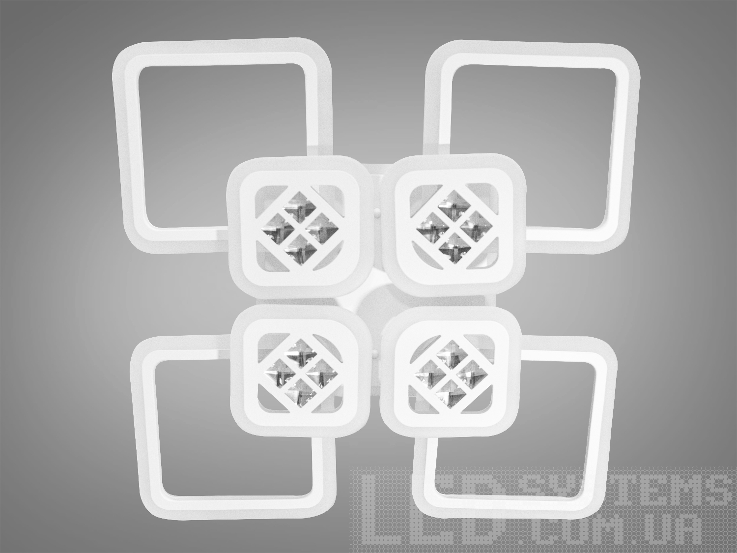 Світлодіодна люстра в спальню з диммером, з пультом, з підсвічуванням LED підходить на площу приміщення приблизно 21кв.м. Застосовується для зали, вітальні, спальні, кухні, коридору, дитячої, оскільки відсутні скляні елементи.
Світлодіодна люстра має кілька режимів: холодний 6000К, нейтральний 4100К, теплий 3200К, включення-вимикання, кольорове підсвічування, змішаний режим. Люстра має електронний димер, що дозволяє регулювати яскравість люстри від 5% до 100% за допомогою пульта, що входить до комплекту.
Кріпиться до стелі будь-якого типу універсальним кріпленням на монтажну планку.