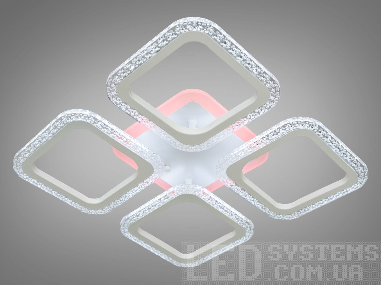 ЛЕД люстра з диммером та підсвічуванням підходить для приміщень з площею приблизно 9кв. м. Застосовується для спальні, зали, вітальні, кухні, також для дитячої кімнати, оскільки відсутні скляні елементи. Люстра світить яскраво, але не сліпить за рахунок матеріалу акрилу, до того ж цей матеріал дуже міцний його важко пошкодити.
Є різні режими освітлення: холодний 6400К, нейтральний 4500К, теплий 2700К, кольорове підсвічування. Включити режим 