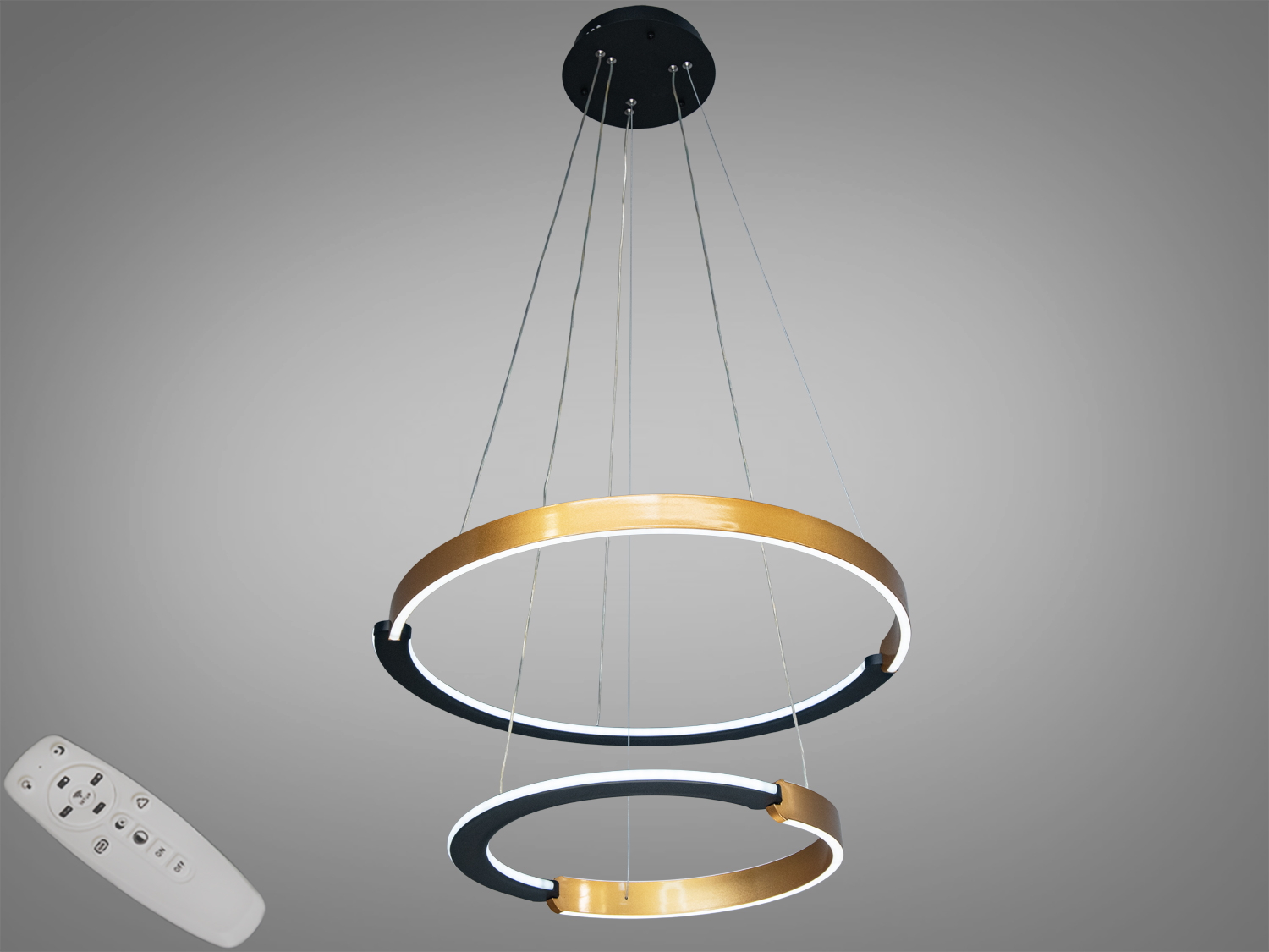 Світлодіодна підвісна люстра з пультом у вітальню, 125W. Придбайте лед люстру з димером, регулювання рівня яскравості відповідно до своїх потреб, настрою або часу доби.