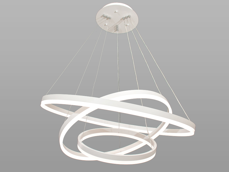 Світлодіодна люстра для зали з диммером, з пультом підходить на площу приміщення приблизно 23 кв.м. Застосовується для невеликого залу, вітальні, спальні, кухні, дитячої, оскільки відсутні скляні елементи.
У LED люстрах можна вибрати режим освітлення, кожне включення вимикання по черзі переводить люстру за такими режимами: холодне світло, тепле світло, нейтральне світло. Також з пульта, що входить у комплект, можна включити режим 