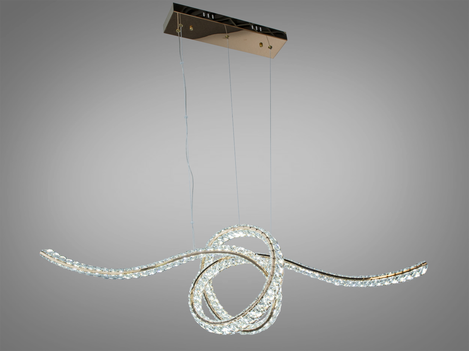 Підвісна світлодіодна люстра Diasha 85 Вт з дистанційним керуванням, золота, для кімнат до 15 м². Стильний дизайн і рівномірне освітлення.