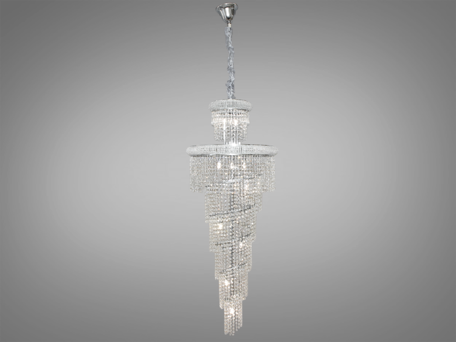 Дизайнерська кришталева люстра ідеально підходить для використання в холах або вітальнях, сходових зонах приватних будинків, ресторанів або готелях, підкреслюючи статус та смак його власника, надаючи вишуканості інтер'єру. Кришталеві підвіски, виконані у правильній формі, створюють захоплюючий світловий ефект, граючи на світлі.
Ці класичні каскадні люстри ідеально підійдуть для використання у приміщеннях з висотою від двох з половиною до п'яти, і навіть до семи метрів.
Люстра-підвіска під світлодіодні лампи або галогенові з цоколем G9.
Увага. Вага люстри 16кг.