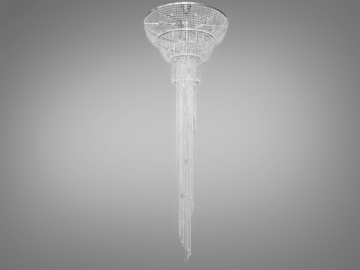 Чудова каскадна кришталева люстра ідеально підходить для використання в холах або вітальнях, сходових зонах приватних будинків, ресторанів або готелях, підкреслюючи статус та смак його власника, надаючи вишуканості інтер'єру. Кришталеві підвіски, виконані у правильній формі, створюють захоплюючий світловий ефект, граючи на світлі.
Ці класичні каскадні люстри ідеально підійдуть для використання у приміщеннях з висотою від двох з половиною до п'яти, і навіть до семи метрів.
Люстра-підвіс під лампи розжарювання, економки або світлодіодні лампи з цоколем Е14.
Увага. Вага люстри 28кг.