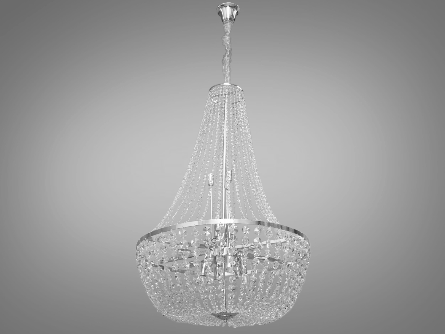 Елегантна каскадна люстра для ресторану також ідеально підходить для використання в холах або вітальнях, сходових зонах приватних будинків, ресторанів або готелях, підкреслюючи статус та смак його власника, надаючи вишуканості інтер'єру. Кришталеві підвіски, виконані у правильній формі, створюють захоплюючий світловий ефект, граючи на світлі.
Ці класичні каскадні люстри ідеально підійдуть для використання у приміщеннях з висотою від двох з половиною до п'яти, і навіть до семи метрів.
Люстра-підвіс під лампи розжарювання, економки або світлодіодні лампи з цоколем Е14.
Увага. Вага люстри 16кг.