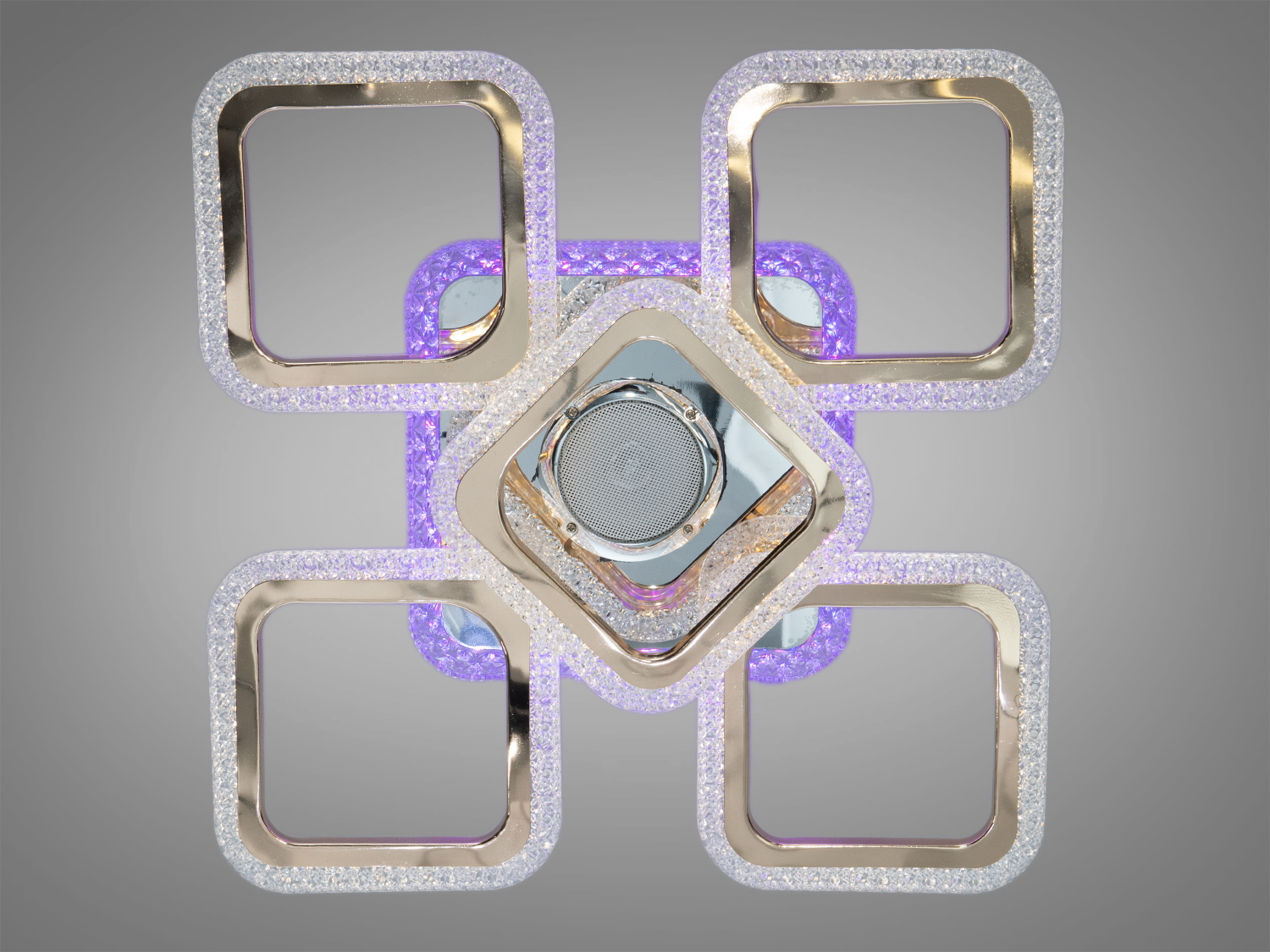 Стельова люстра Diasha J618-4+1GMP3-LS 150W з MP3, димером та багатокольоровим LED підсвічуванням для сучасних інтер′єрів.