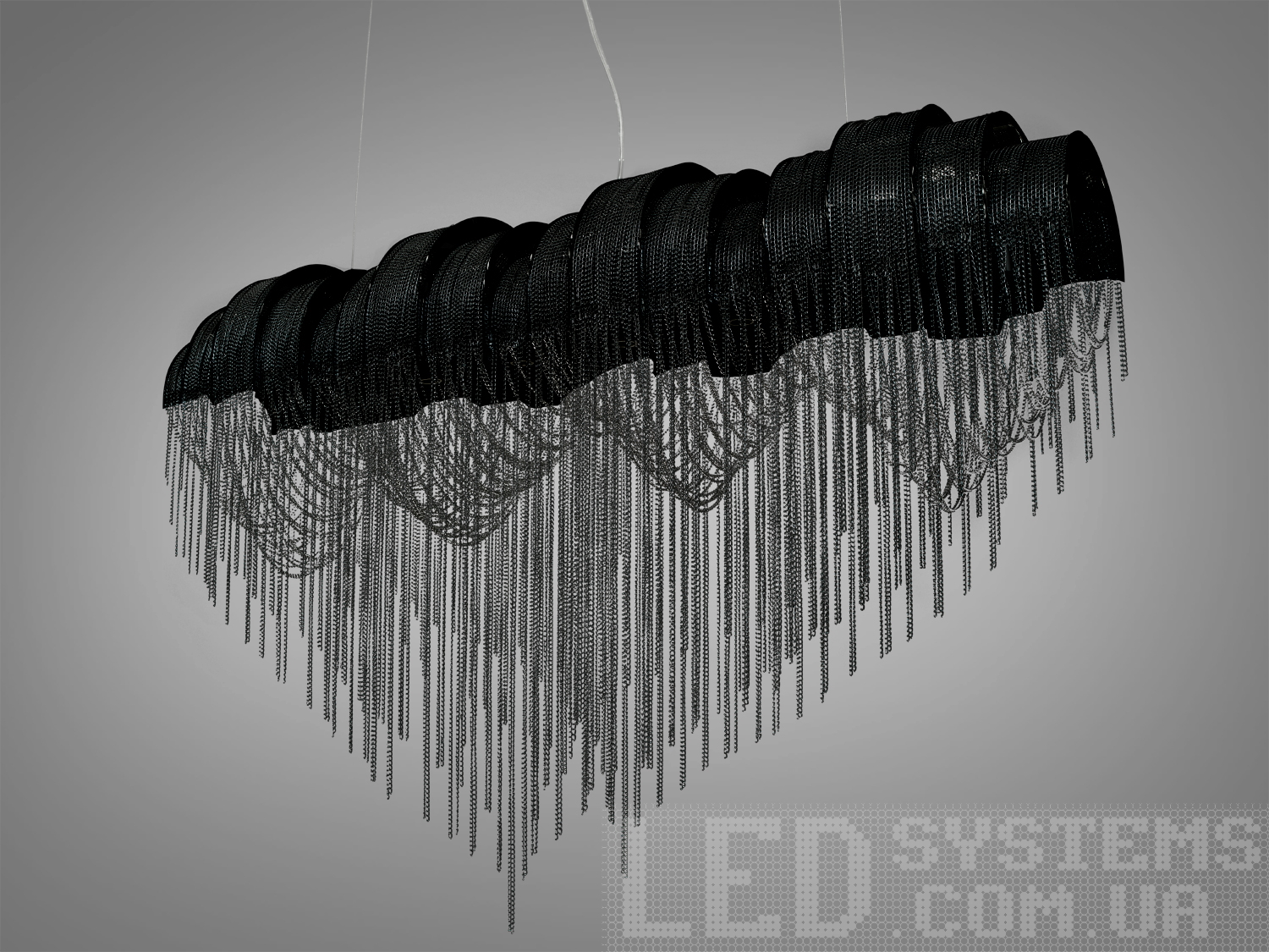 Люстра з ланцюжками в класичному стилі на 8 ламп кольору чорний хром ідеально підійдуть для приміщень як з високими, так і з низькими стелями, сходів, залів, також для вітальні, спальні, кухні.&nbsp;Ми раді представити колекцію класичних люстр та бра під стандартну лампу із цоколем Е14.Тисячі металевих ланцюжків м'яко розсіяють світло на ваше приміщення, створюючи мільйони тіней. Легка природна рухливість ланцюжків, реакція на вітер і проходження повз люстру, створюють затишне відчуття світла через листя.&nbsp;Люстра люстра має по істині неймовірну легкість і грацію.&nbsp;
Увага. Вага люстри понад 10кг.