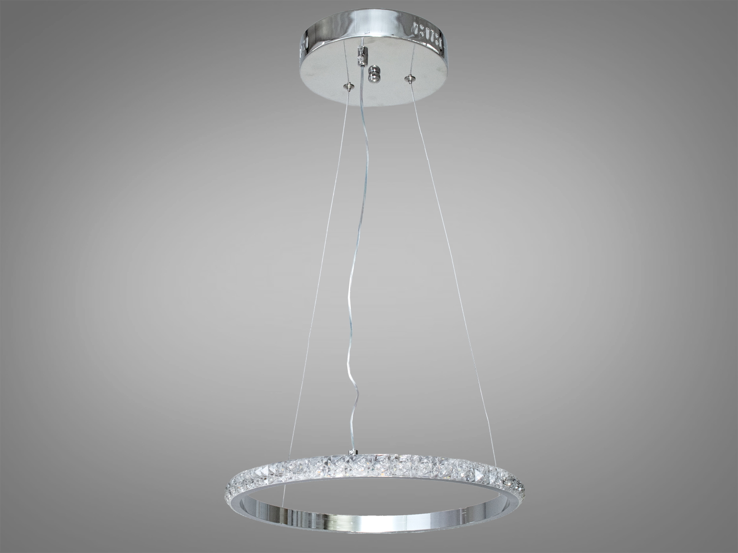 Сучасна світлодіодна люстра-підвіс у хромовому кольорі з потужністю 22W, ідеальна для освітлення приміщень площею 2,5-3,5 м².