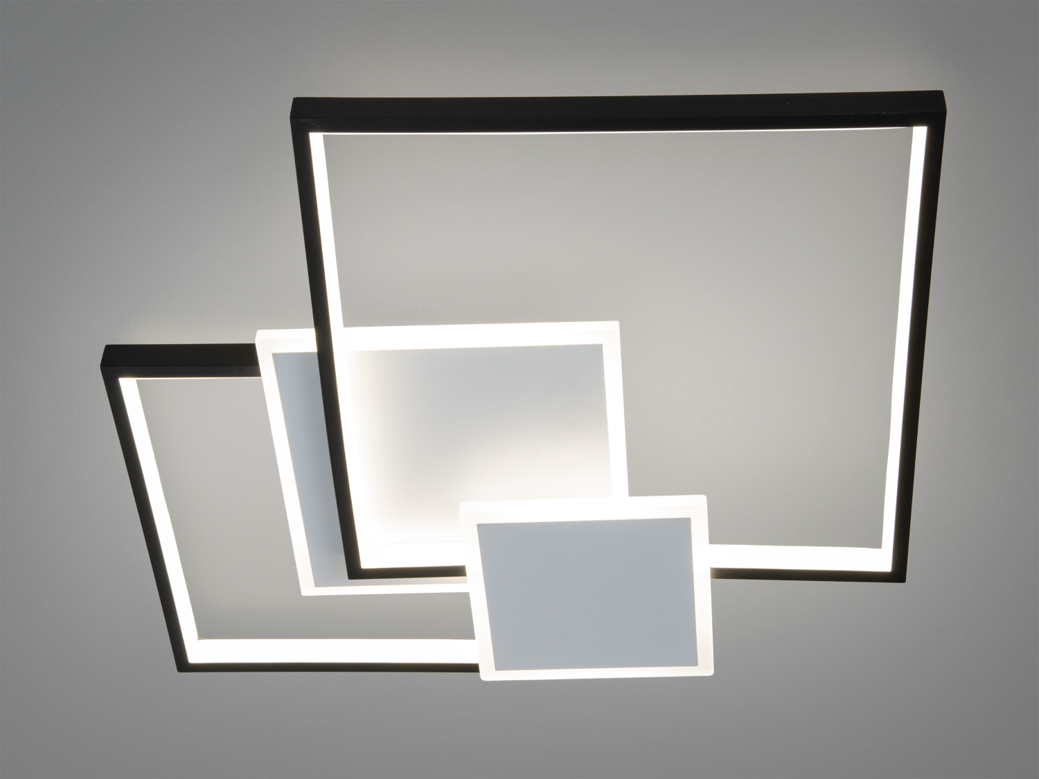 Світлодіодна люстра Diasha MX2250-2WH+BK з біло-чорним геометричним дизайном і акриловими панелями для сучасних інтер’єрів.