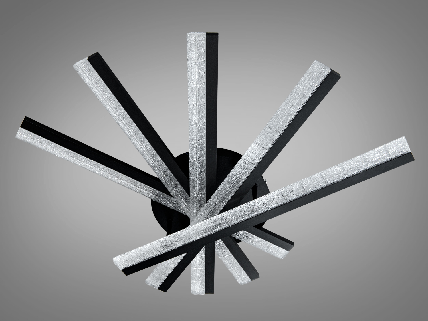 Потолочна LED люстра Diasha MX3072 чорна з 5 акриловими розсіювачами, 70 Вт, для кімнат до 12 м², сучасний мінімалістичний дизайн.