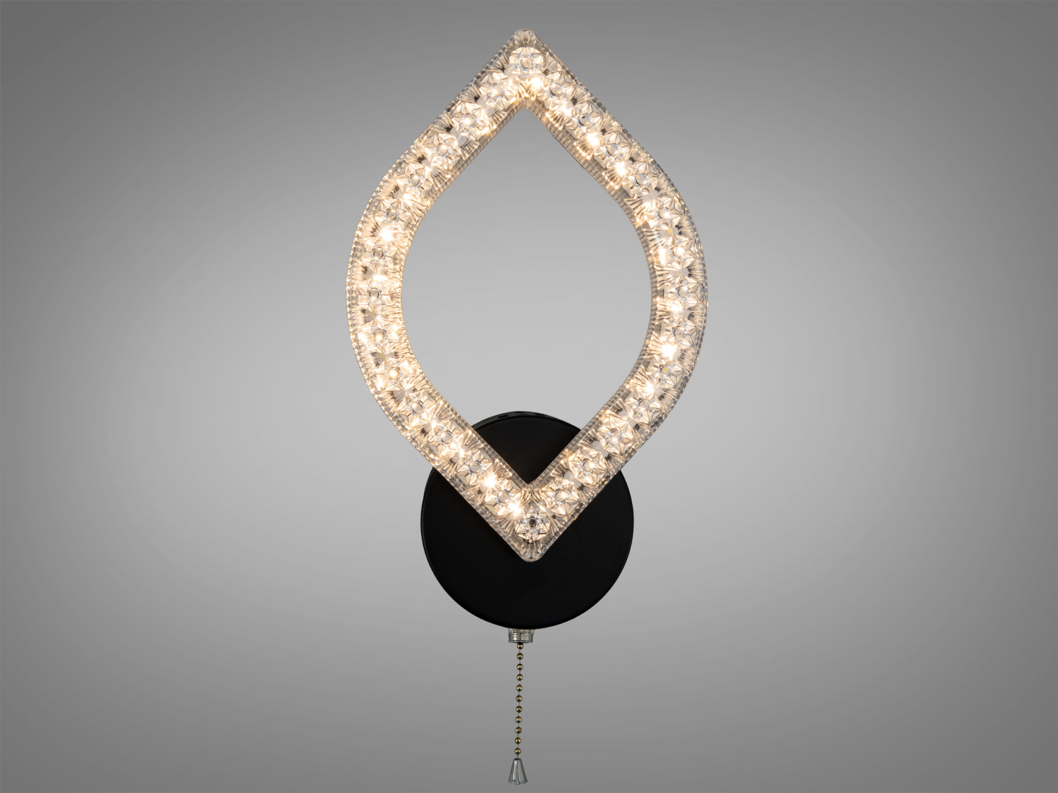 LED настінне бра чорне 17 Вт з регулюванням кольору CCT та підвісним ланцюжком для комфортного керування біля ліжка.