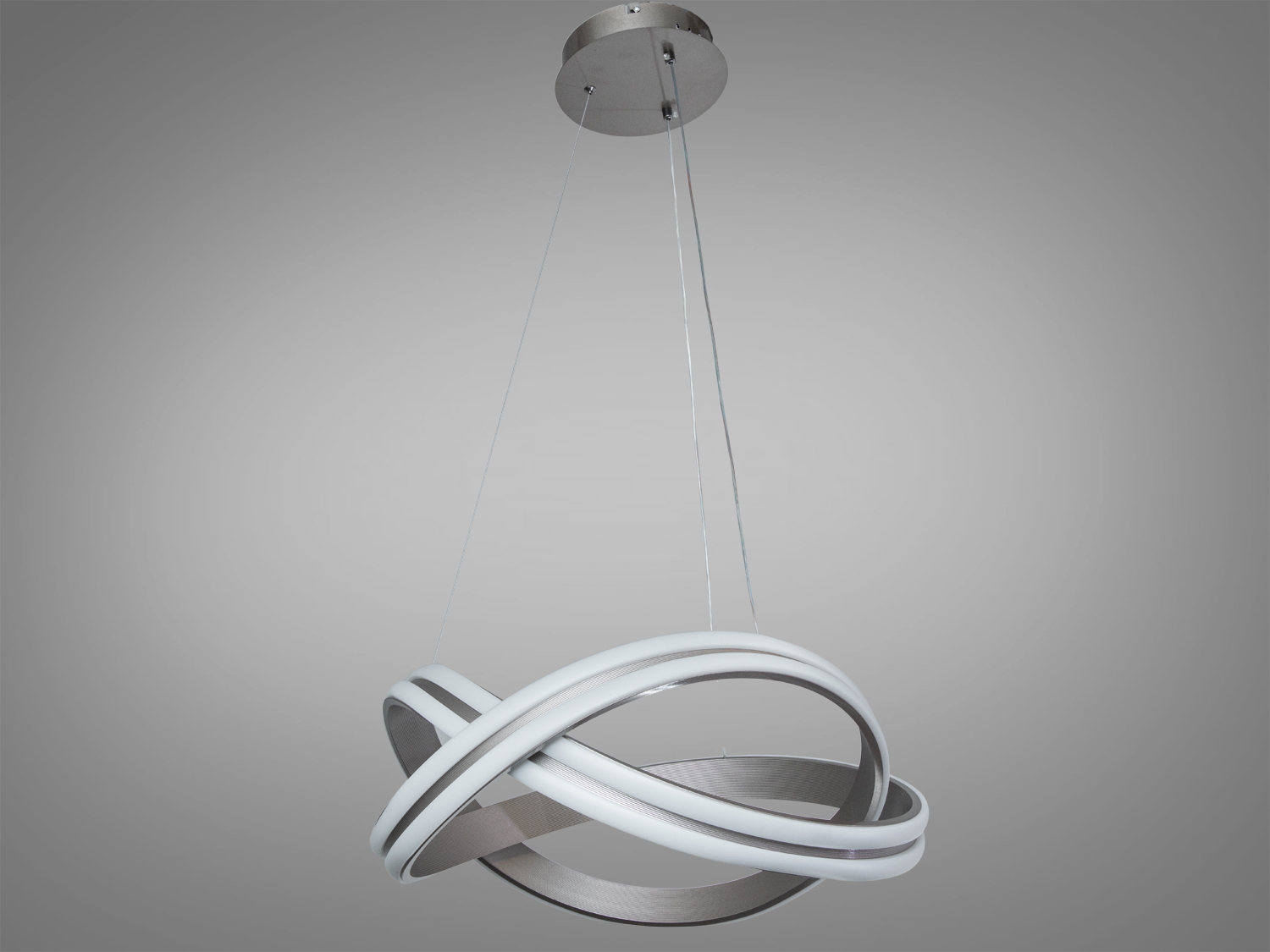 Підвісна світлодіодна люстра Diasha коричнева 115 Вт для кімнат до 19 м² з унікальним дизайном переплетених кілець та енергоефективним LED освітленням.