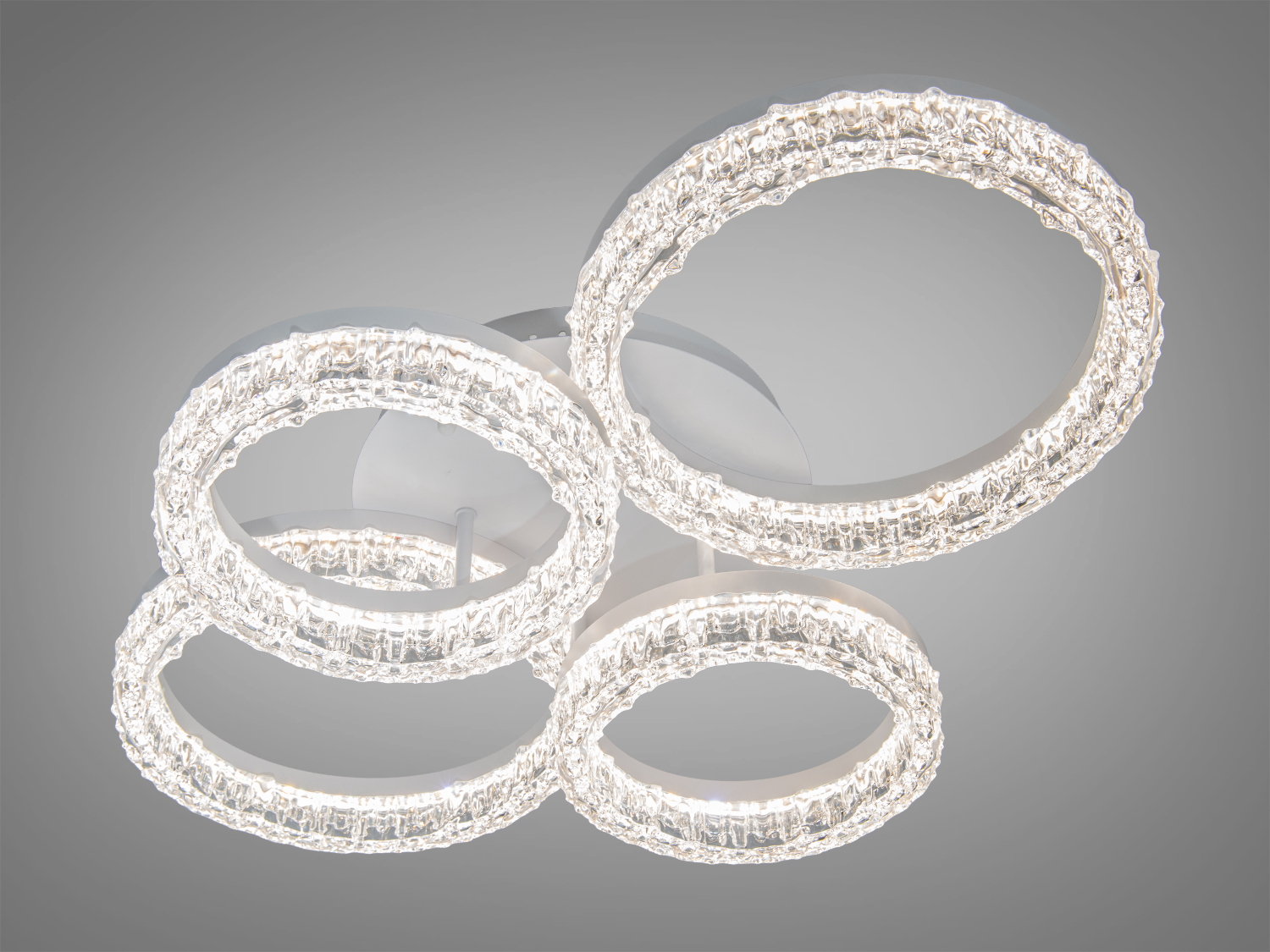 Стельова LED-люстра Diasha 106 Вт з акриловими кільцями, біла, для кімнат до 20 кв.м, без пульта, сучасний мінімалістичний дизайн.