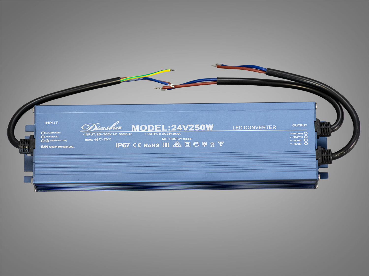 Блок живлення 24В, для підключення LED стрічки, 250Вт, 10.4А. Збалансоване рішення для живлення світлодіодної стрічки 24 В, що обєднує герметичність, ефективність, безшумність і довговічність.