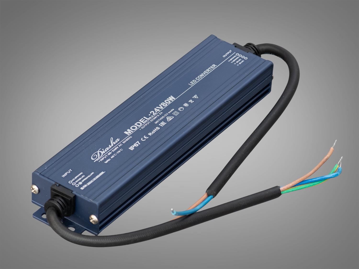 Блок живлення 24 В, для підключення LED стрічки, 80Вт, 3.33А. Повністю відповідає вимогам сучасного освітлення, де потрібна стабільна напруга, надійність і захищеність від зовнішніх факторів.