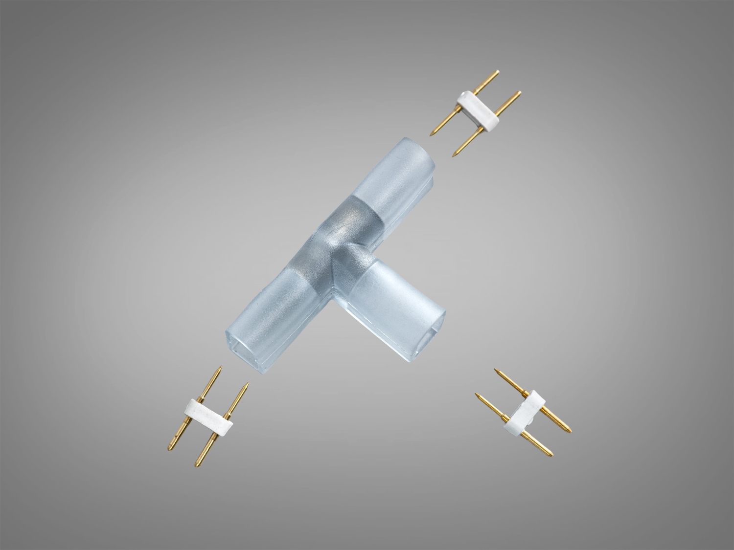 Прозорий силіконовий T‑конектор для LED неону 220V. Швидкий монтаж і майже непомітний стик для T‑розгалуження світлової лінії.