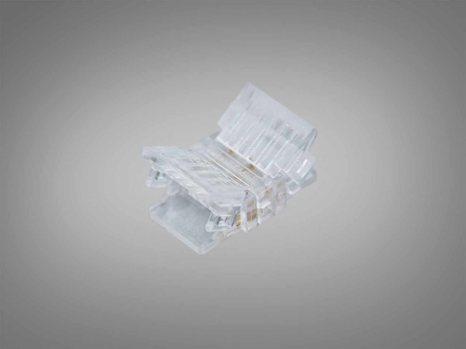 Прозорий конектор для LED стрічки 3pin 8 мм. Плоский корпус, пробивний контакт IDC, безшовний стик і монтаж без пайки для адресних SPI-стрічок у приміщенні.