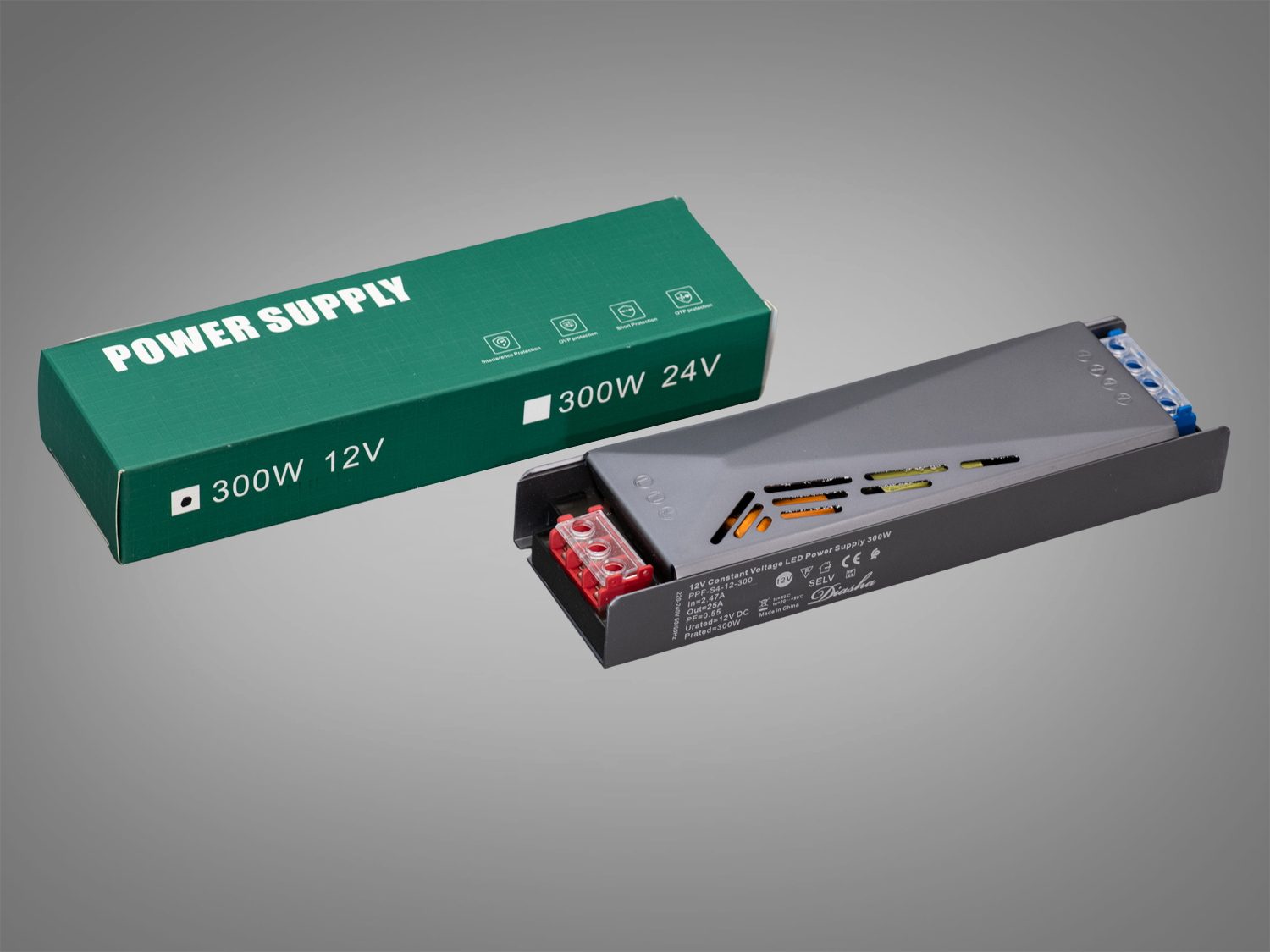 Блок живлення для LED стрічки, 12V, 300Вт, 25А.  Є еталоном серед пристроїв для професійного освітлення, адже поєднує в собі надзвичайну потужність, надійність і довговічність.