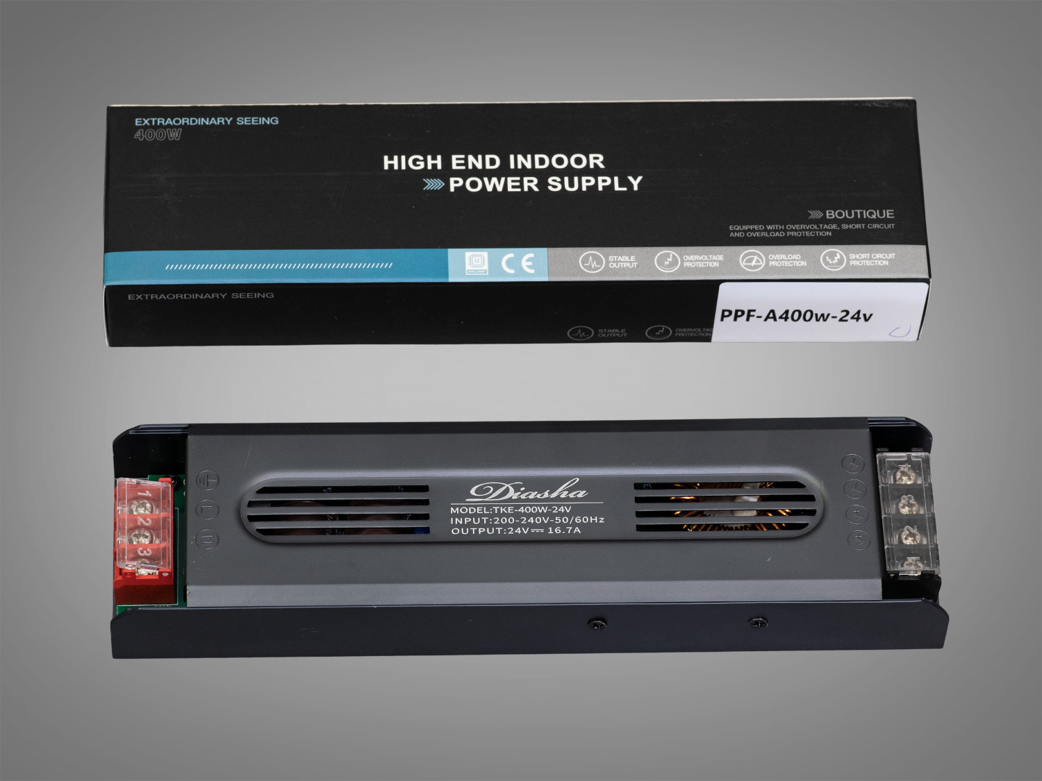 Блок живлення для LED стрічки, 24v, 400Вт, 16.66А. Це високопродуктивний, безшумний і безпечний блок живлення, створений для великих навантажень, інтенсивної роботи.