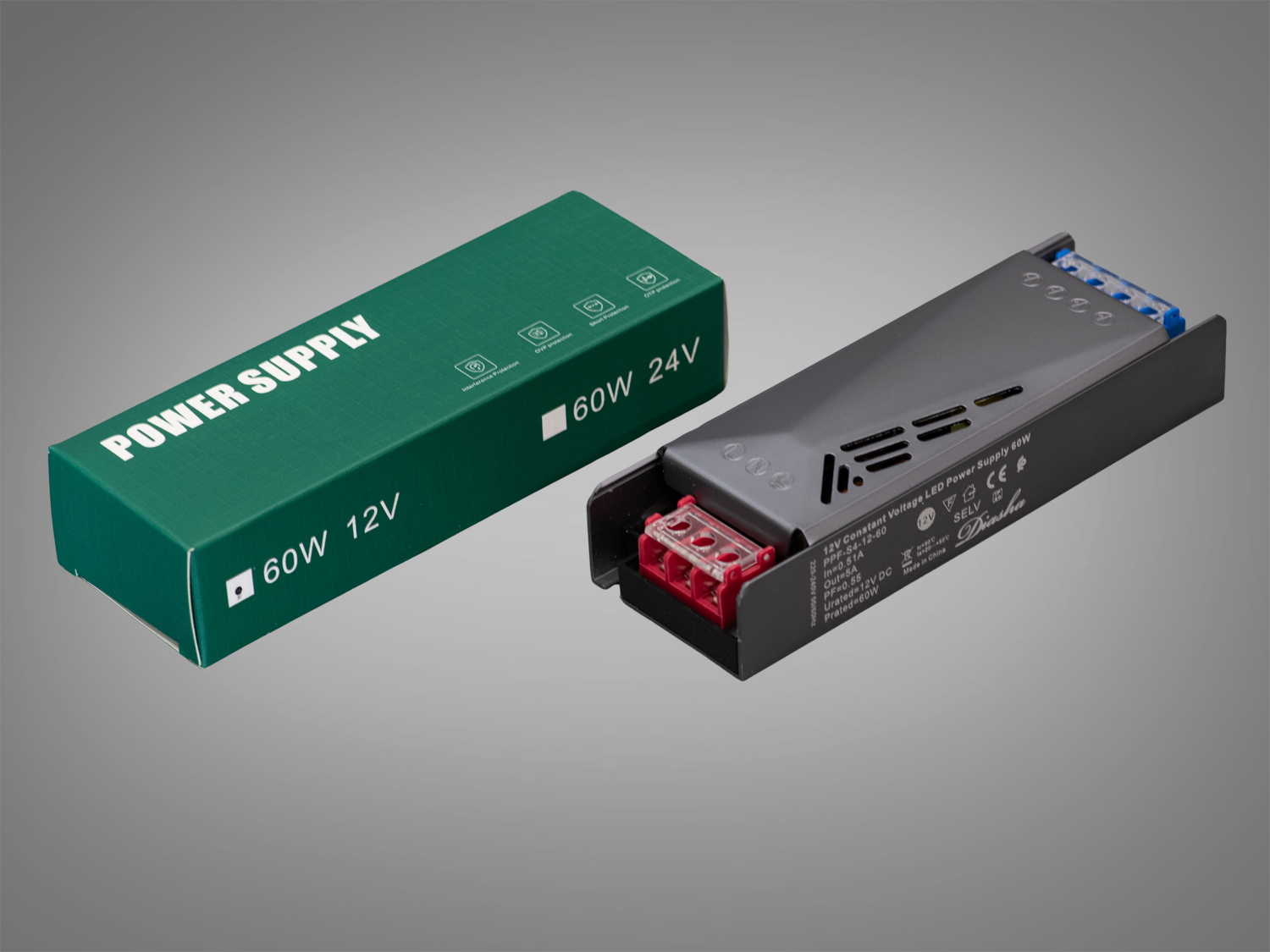 Блок живлення для LED стрічки, 12v, 60Вт, 5А. Модель розроблена для професійних завдань і гарантує стабільну роботу навіть при постійних навантаженнях.