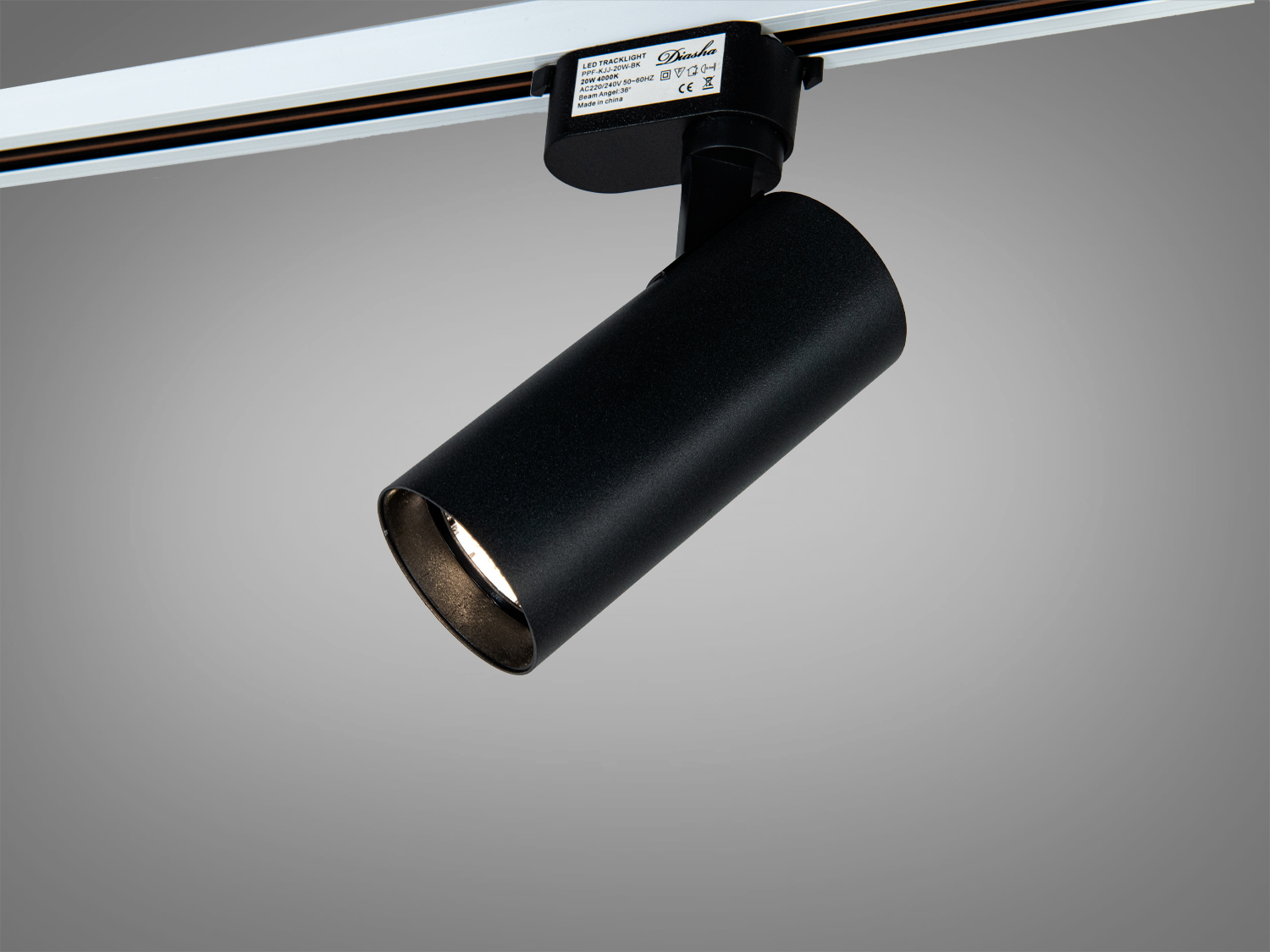 Чорний поворотний трековий LED світильник 10 Вт для систем 220 В. Нейтральне світло 4000К, спрямоване акцентне підсвічування, зручний монтаж у шинопровід.