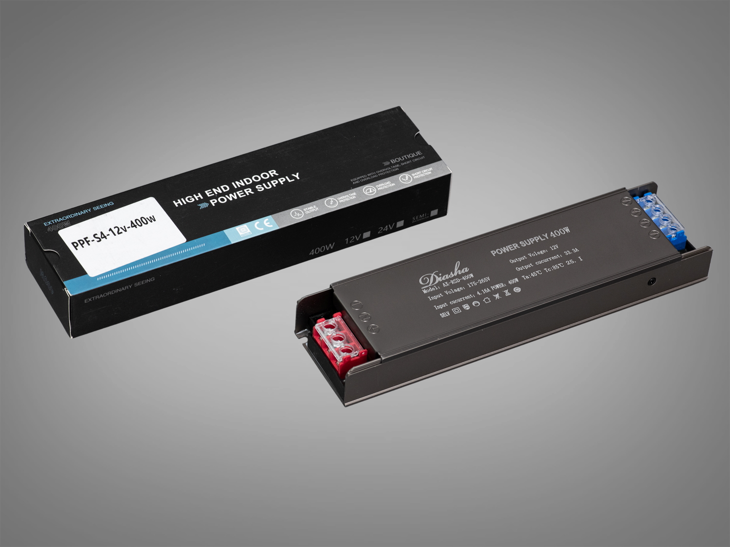 Блок живлення для LED стрічки, 12В, 400Вт, 33.33А. Обираючи цю модель, ви обираєте довговічність, стабільність і безпечну роботу для будь-яких проєктів.