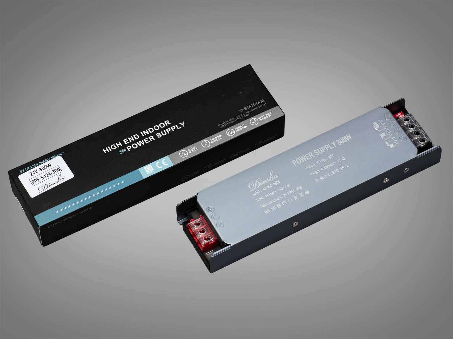 Блок живлення з плавним включенням та зміною яскравості, 24v, 300Вт, 12.5А. Ідеально підходить для потужних світлодіодних систем у житлових і комерційних просторах.