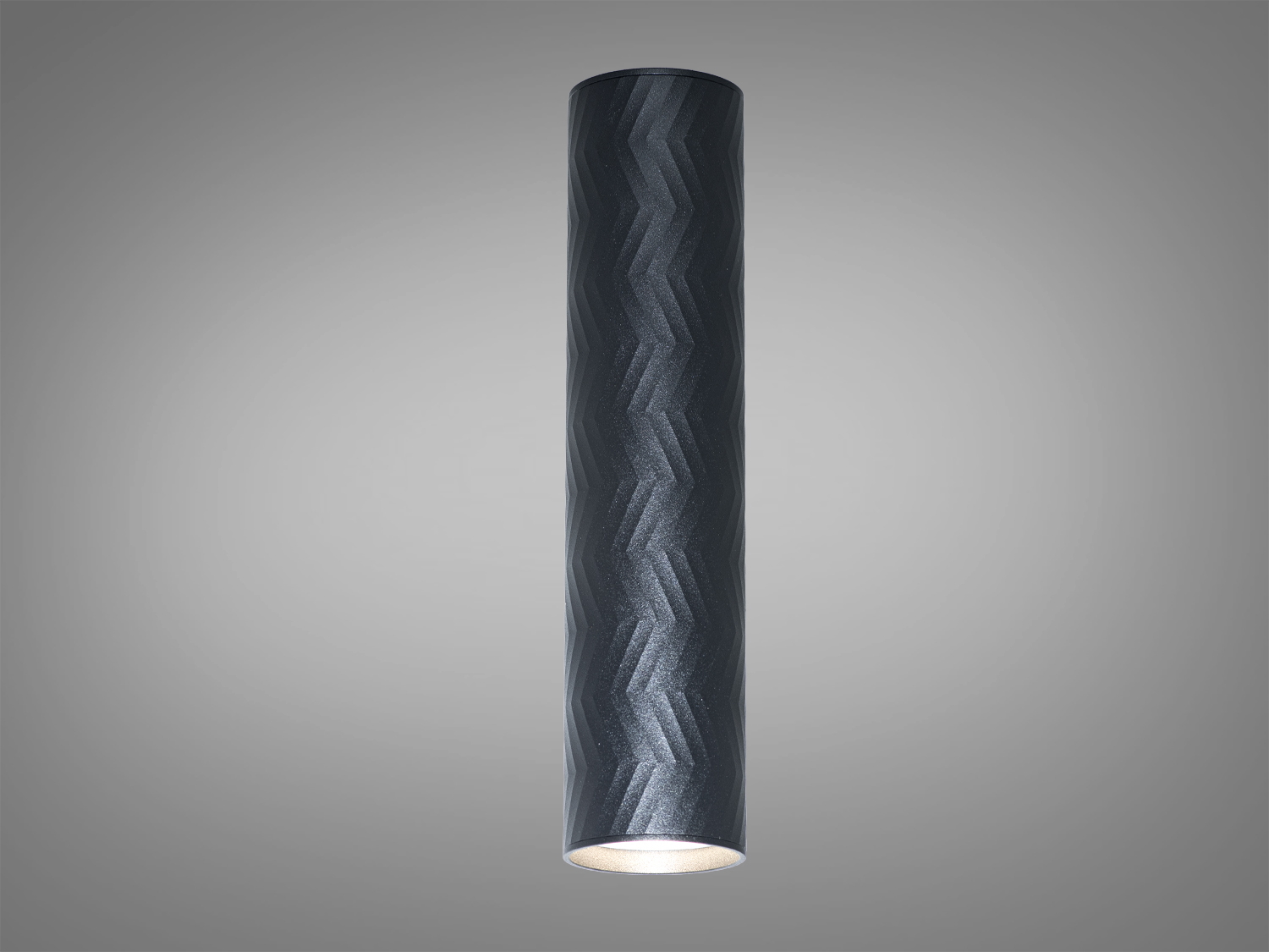 Накладний світильник-туба GU10 у графітовому кольорі з циліндричним корпусом і текстурованою поверхнею. Лампа не входить до комплекту.
