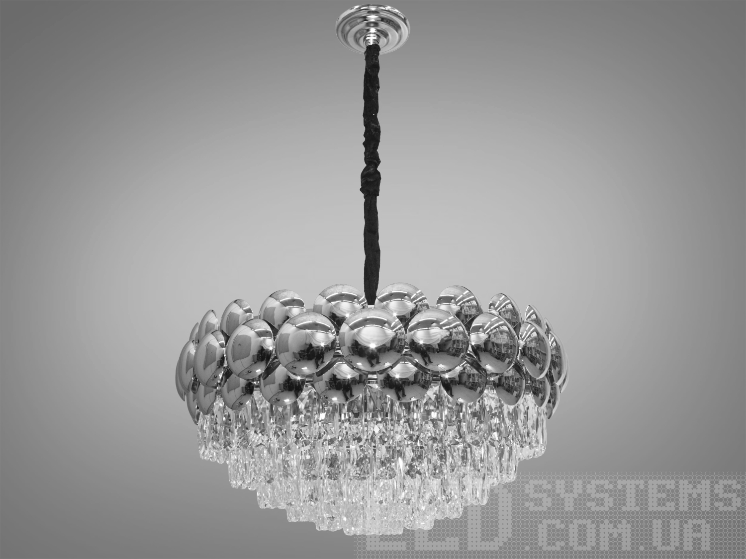 Підвісна кришталева люстра в спальню в сучасному стилі з металевим корпусом добре виглядатиме в інтер'єрі зали, вітальні, спальні, їдальні. Висота люстри регулюється, завдяки чому підходить для невеликих кімнат та низьких стель. У класичний інтер'єр вона вносить нотки сучасності та легкої грайливості, а квартирі студії в стилі лофт дарує крапельку строгості та впорядкованості. Стельове кріплення на планку універсальне та підходить для навісних, натяжних та звичайних стель. Люстра-підвіс під звичайні лампочки розжарювання, економки або світлодіодні лампи з цоколем Е14.
Увага. Вага люстри більше 10 кг..