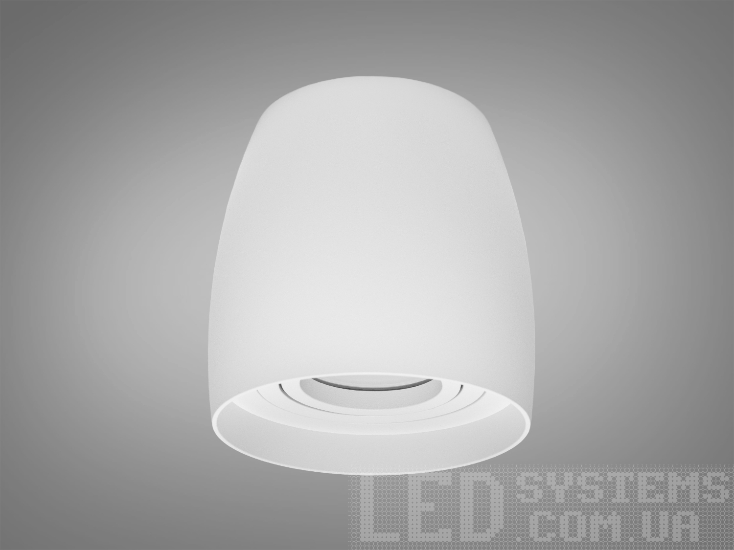 Білий світильник-туба QXL-1729 з регульованим нахилом для сучасних інтер′єрів, забезпечує м′яке розсіяне освітлення.