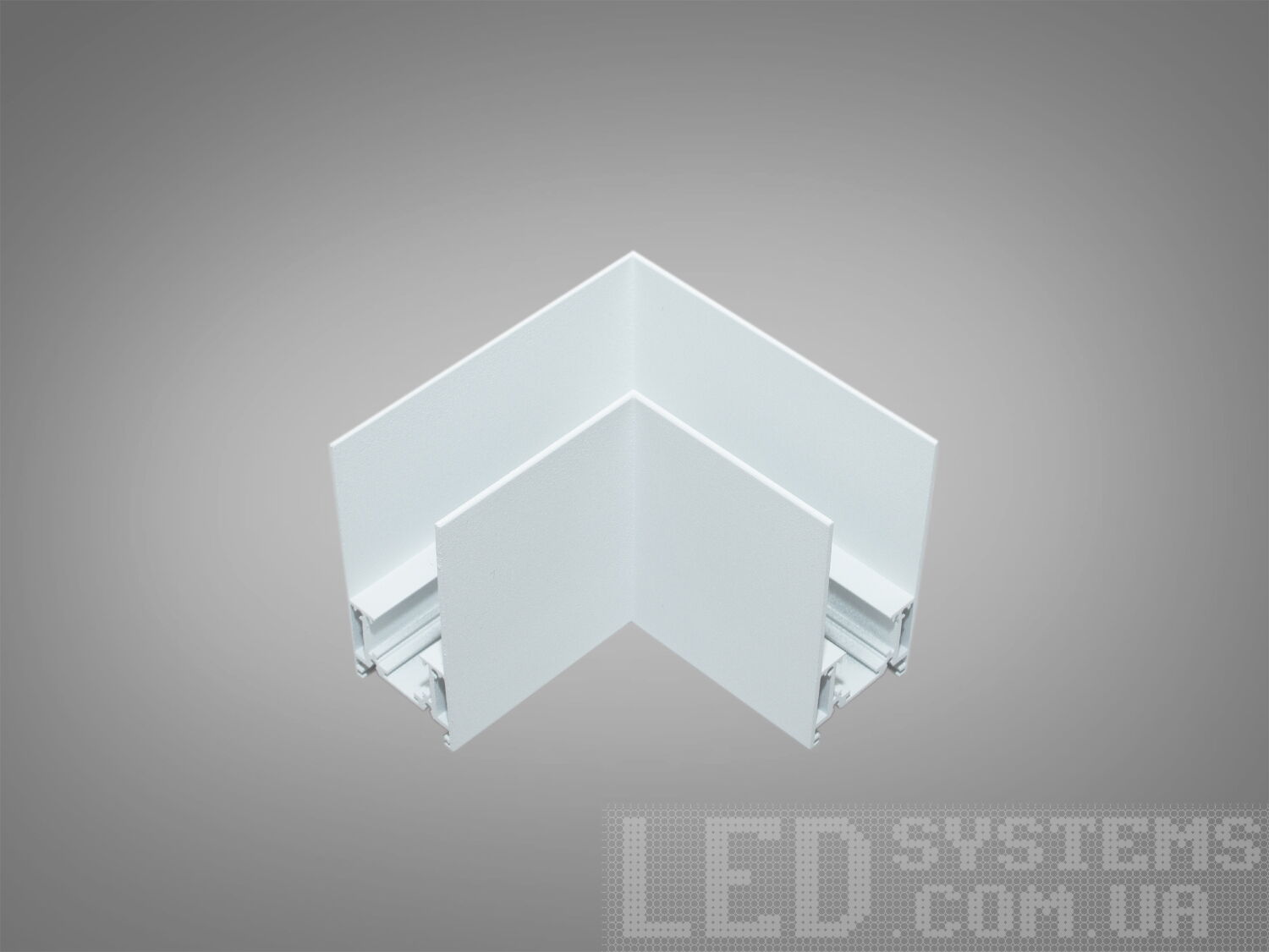 Готовий кутовий елемент (з'єднувач) треків дозволяє без додаткових складнощів отримати естетичне з'єднання треків.
При продовженні лінії живлення за сполучним елементом, необхідно використовувати гнучкі з'єднувачі, які ви можете вибрати в розділі &laquo;Комплектуючі для магнітної трекової системи&raquo;.
Завдяки використанню стандартного профілю для системи 48в, можна комбінувати треки та світильники різних виробників в одній системі.