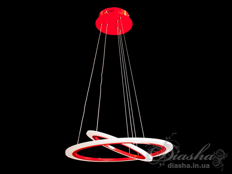 Перед Вами зовсім нове і незвичайне виконання плафонів, що обрамляють LED лампи. Така люстра запросто підійде під будь-який інтер'єр - класичний, сучасний і навіть у стилі &laquo;хай-тек&raquo;. Її головна прикраса і перевага - світлодіодне підсвічування. Воно має наступні режими: перелив - плавний перехід синій-рожевий-червоний-рожевий-синій, зміна кольорів - синій-рожевий-червоний горять за вибором від 1 до 5 секунд, а також зупинений колір. Все управління світлодіодами проводиться за допомогою однієї кнопки на пульті.
До того ж, світлодіодне підсвічування можна використовувати у якості нічного освітлення - адже світлодіоди, на відміну від всіх інших типів освітлювальних приладів, не мерехтять, мають низьке тепловиділення, завдяки чому пожежобезпечні і практично вся спожита енергія перетворюється в світло, що є конкретною економією. Ця люстра запросто створить у Вашій квартирі будь-яке освітлення - від яскравої феєрії свята до таємничої напівтемряви.
Люстра оснащена блоком живлення світлодіодних ламп, пультовим керуванням, світлодіодним підсвічуванням, порежимним включенням.