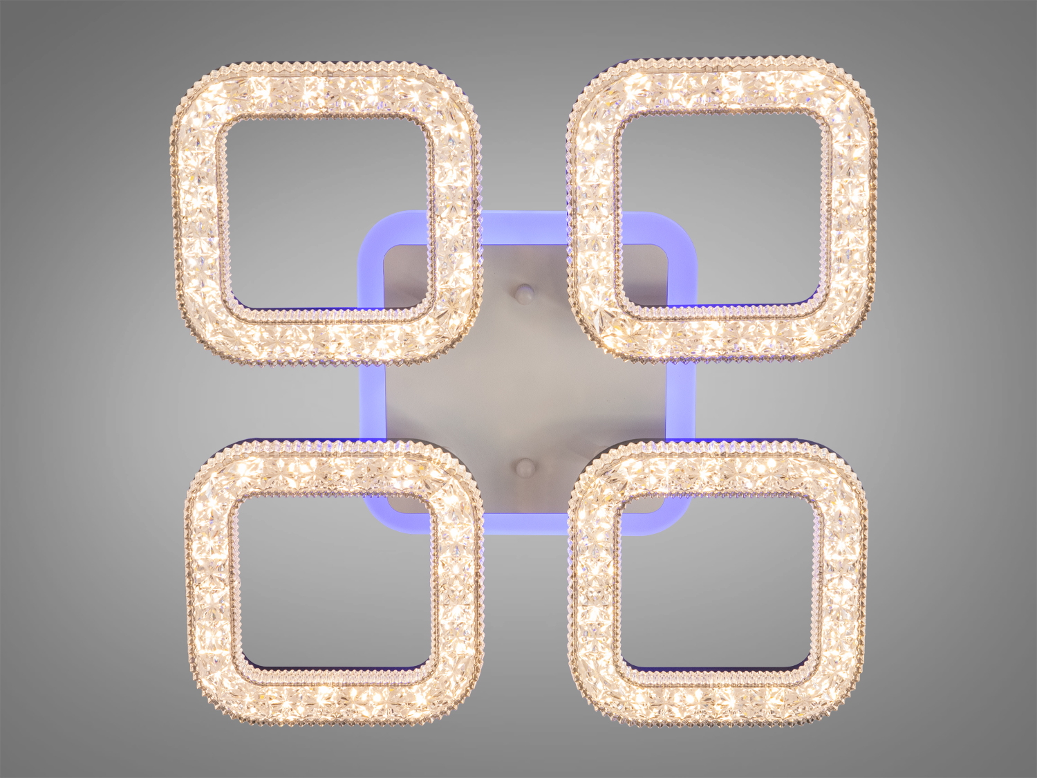 Квадратна світлодіодна люстра в коридор ніби створена для тих, хто цінує сміливий дизайн та сучасні технології. Чотири ідеально симетричні квадрати поєднуються в динамічну композицію, створюючи відчуття легкості та легкості