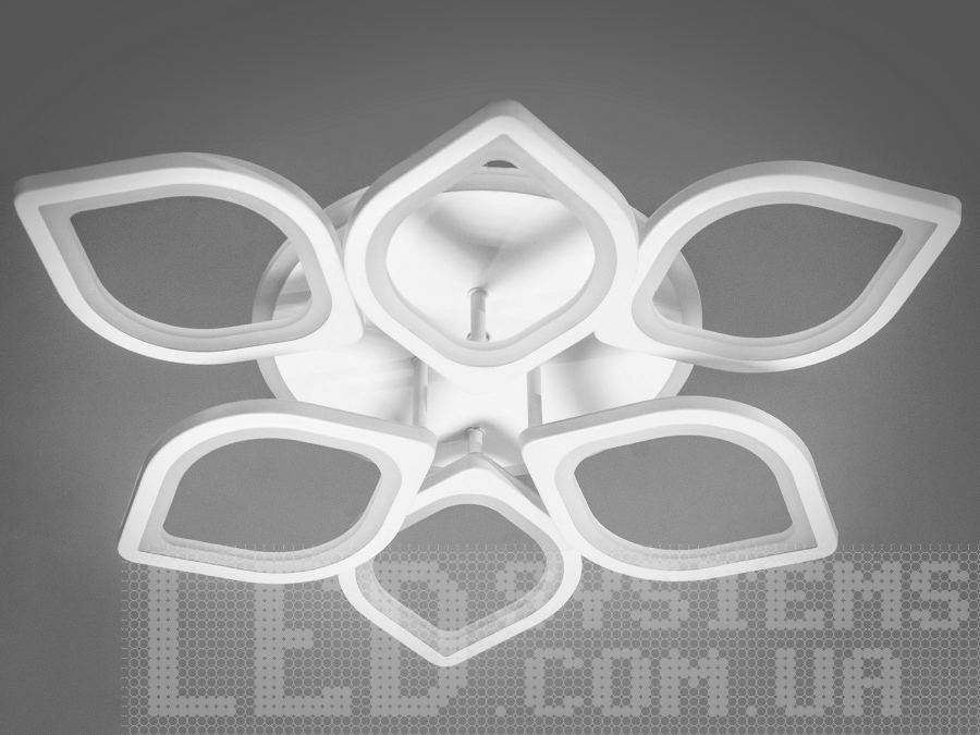 LED люстра в спальню з підсвічуванням LED підходить для приміщень з площею приблизно 16кв. м. Застосовується для спальні, зали, вітальні, кухні, також для дитячої кімнати, оскільки відсутні скляні елементи. Люстра світить яскраво, але не сліпить рахунок матеріалу - акрилу, до того ж цей матеріал дуже міцний - його важко пошкодити.
Є різні режими освітлення: холодний 6400К, нейтральний 4500К, теплий 2700К, кольорове підсвічування. Люстра має електронний димер, що дозволяє регулювати яскравість люстри від 5% до 100% за допомогою пульта, що входить до комплекту. Включення, виключення та регулювання яскравості відбувається з пульта дистанційного керування.
Підходить для невисоких та високих стель (натяжних, підвісних, звичайних). Кріпиться універсальним кріпленням-на планку.