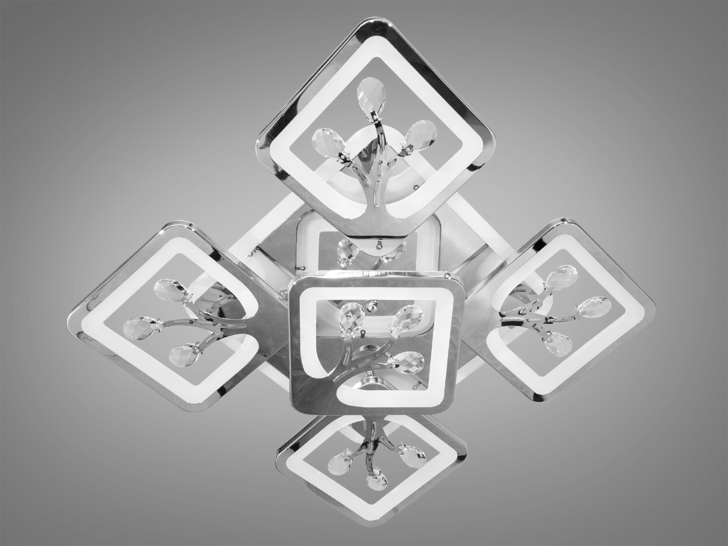 Стельова LED люстра на кухню з пультом, з LED підсвічуванням, з димером підходить на площу приміщення приблизно 14кв.м. Застосовується для зали, вітальні, спальні, кухні, коридору, дитячої, оскільки відсутні скляні елементи.
Світлодіодна люстра має кілька режимів: холодний 6000К, нейтральний 4100К, теплий 3200К, включення-вимикання, кольорове підсвічування, змішаний режим. Люстра має електронний димер, що дозволяє регулювати яскравість люстри від 5% до 100% за допомогою пульта, що входить до комплекту.
Кріпиться до стелі будь-якого типу універсальним кріпленням на монтажну планку.