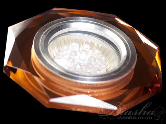 Зазвичай точкові світильники призначаються для підвісних стель і для підсвічування різних ніш або робочої поверхні. Конструктивно точковий світильник складається з двох частин: видимої - декоративної та вбудованої - функціональною. Функціональна частина світильників складається з каркаса, куди вставляється джерело світла та кріпиться декоративна частина, а також затискачів, які призначені для кріплення світильника до стелі. Різноманітність декоративної частини точкових світильників&nbsp;дозволяє зробити Ваш інтер'єр неповторним. Головні якості сучасних точкових світильників - це рівномірне освітлення всього приміщення з можливістю акцентування необхідних деталей інтер'єру.
 Для оптових покупців відпускається лише ящиками по 50 шт.
 Лампа і трансформатор в комплект не входять.