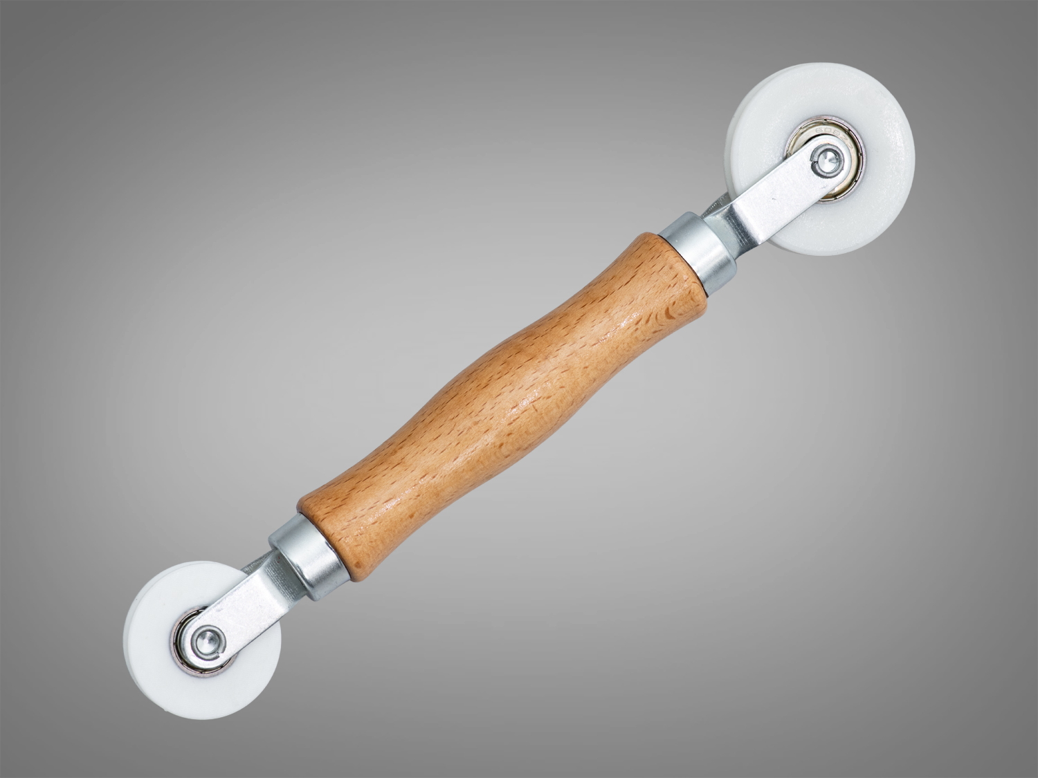 Роликовий інструмент Diasha для монтажу світлодіодної стрічки 6–8 мм. Дерев’яна ручка, два пластикові ролики, робота з COB та SMD у профілях і на рівних поверхнях.