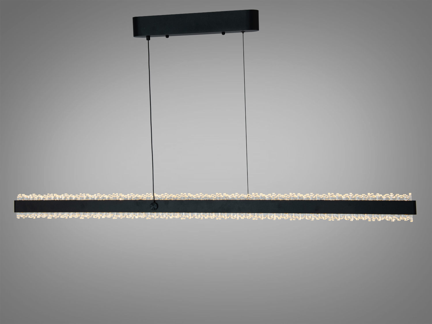 LED підвісна люстра Diasha XH1002 чорна з кристалами 62 Вт для кімнат до 10 м². Витягнута форма, сучасний дизайн, яскраві переливи світла.