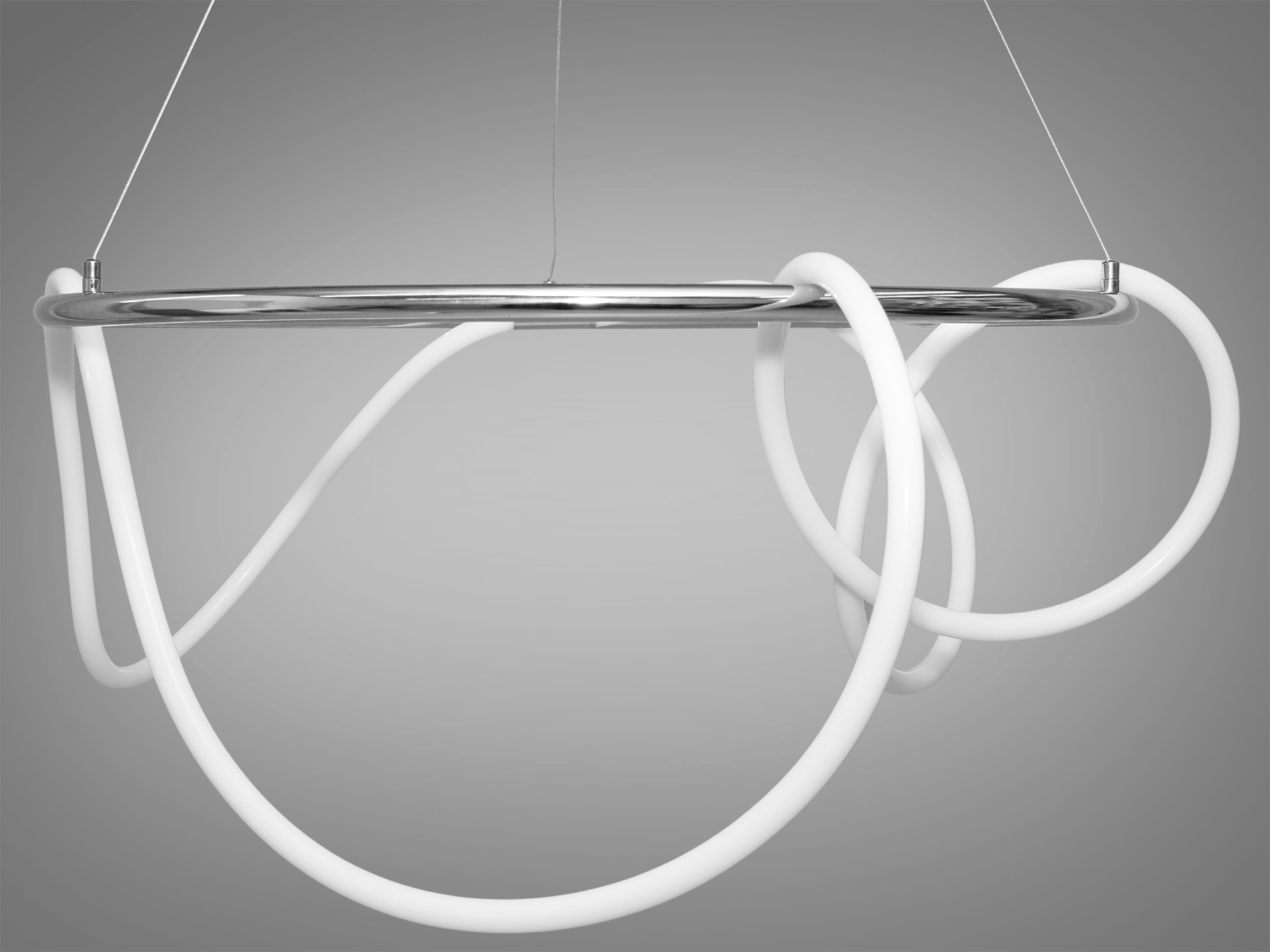 Дизайнерська LED люстра на кухню-студію висвітлить площу приміщення приблизно 5кв.м. Застосовується для невеликого залу, сходового холу, вітальні, кухні, спальні, їдальні, дитячої, оскільки відсутні елементи, що б'ються.
Дана світлодіодна люстра ідеально впишеться в сучасні будинки, квартири, кафе, арт-простір, коворкінги, квеструми.&nbsp;Лаконічний і в той же час дуже елегантний дизайн цієї люстри підійде для цінителів мінімалізму і свободи думки в інтер'єрі.
Перемикання спектрів світіння світлодіодної плюстри здійснюється простим вимкненням-вмиканням. За рахунок регулювання шнура можна вибрати оптимальну висоту світильника.
Кріпиться до стелі будь-якого типу універсальним кріпленням на монтажну планку.